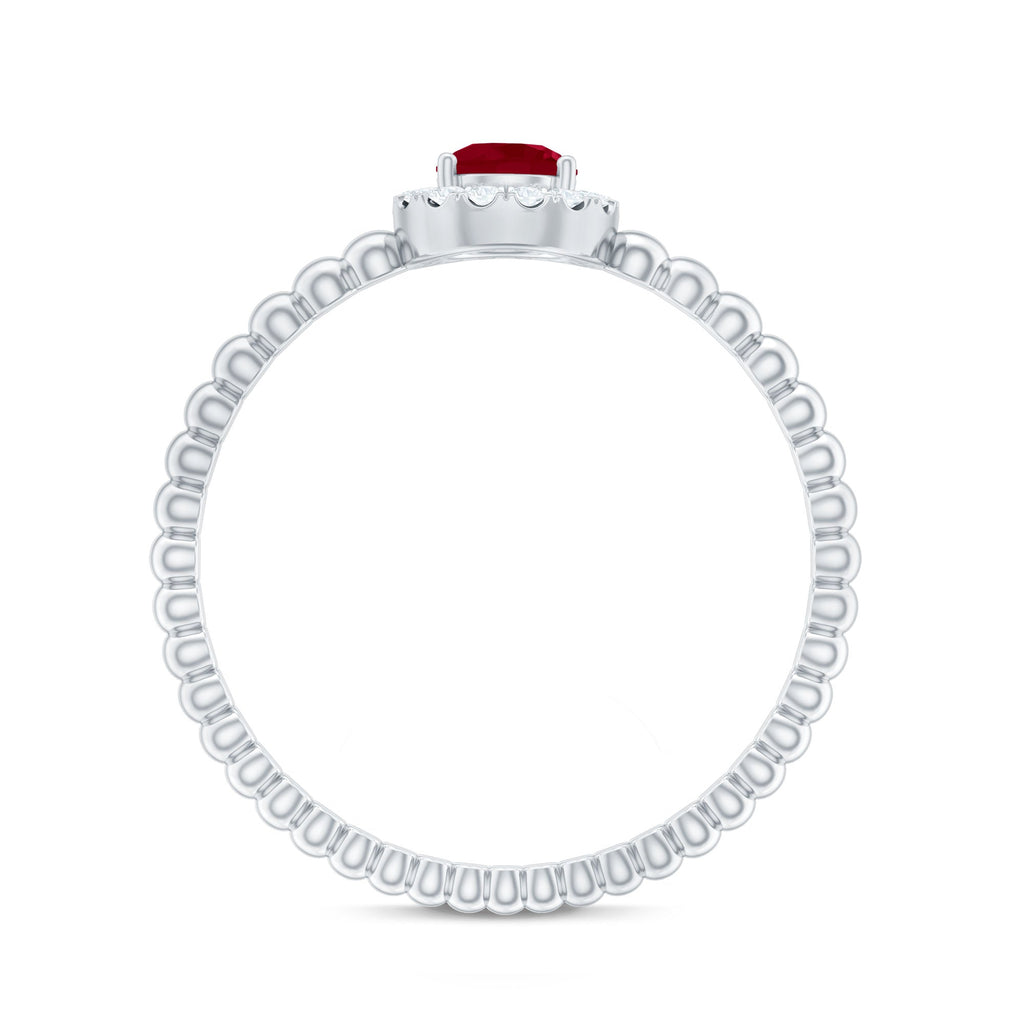 Natural Ruby Diamond Promise Ring with Bubble Shank