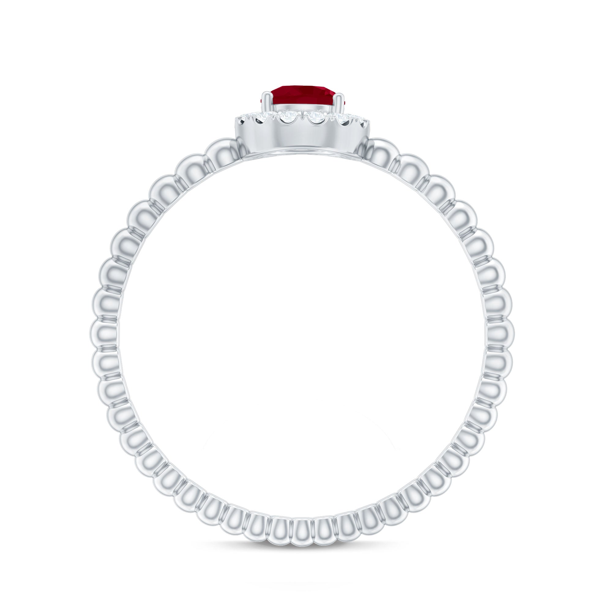 Natural Ruby Diamond Promise Ring with Bubble Shank