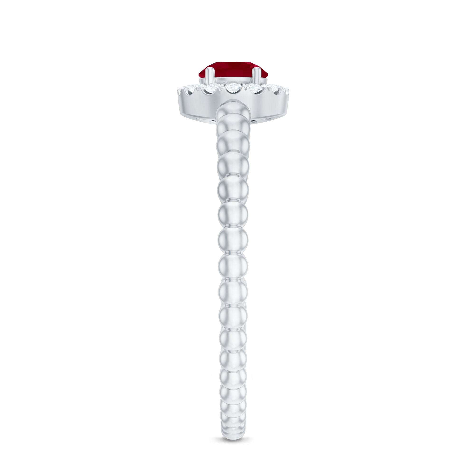 Natural Ruby Diamond Promise Ring with Bubble Shank