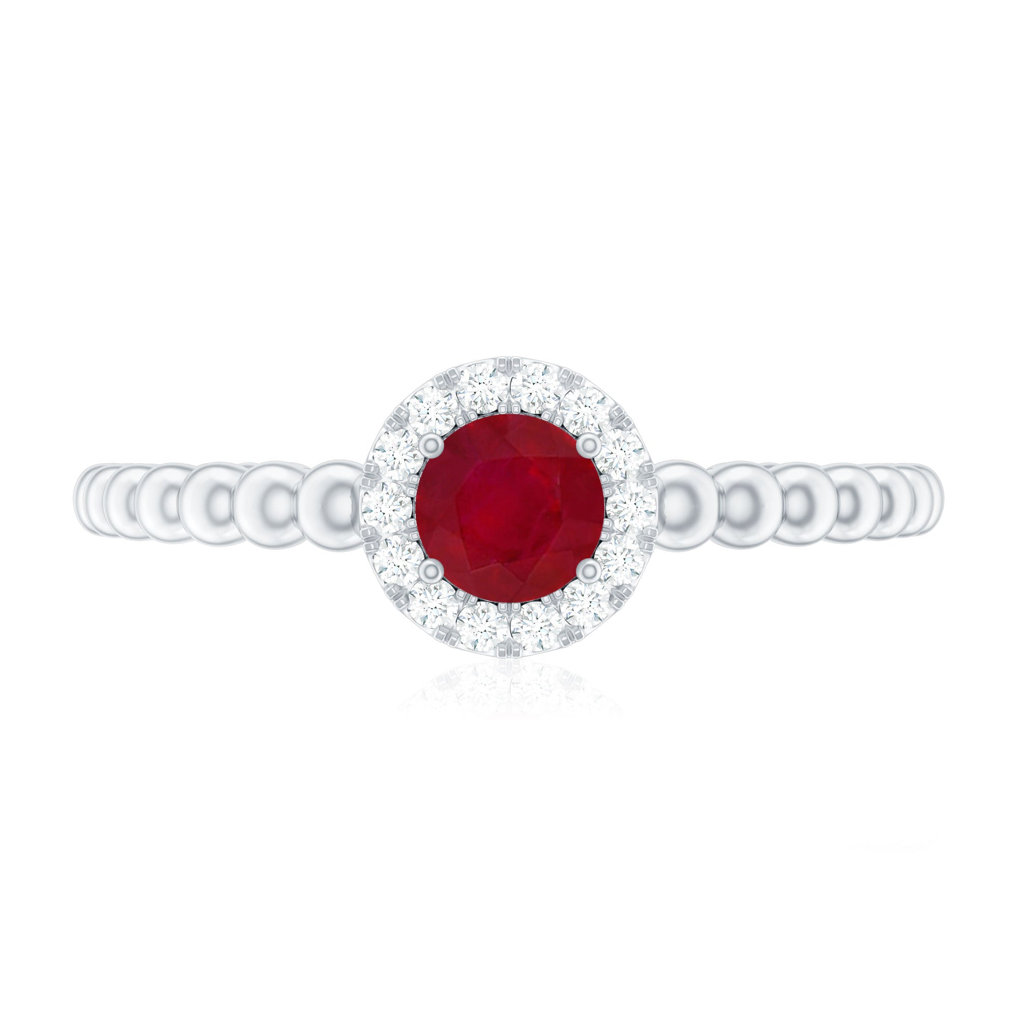 Natural Ruby Diamond Promise Ring with Bubble Shank