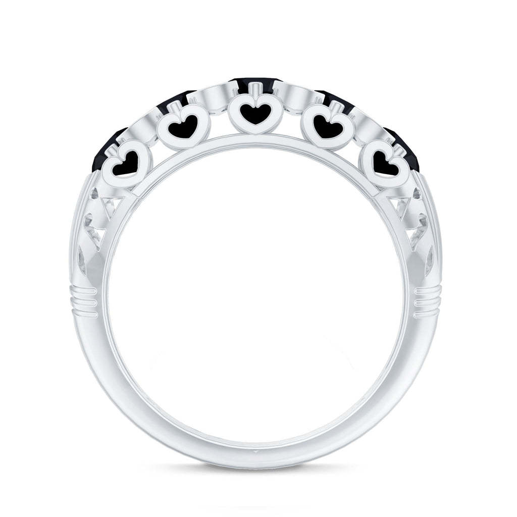 Vintage Inspired Black Onyx 5 Stone Anniversary Ring with Certificate