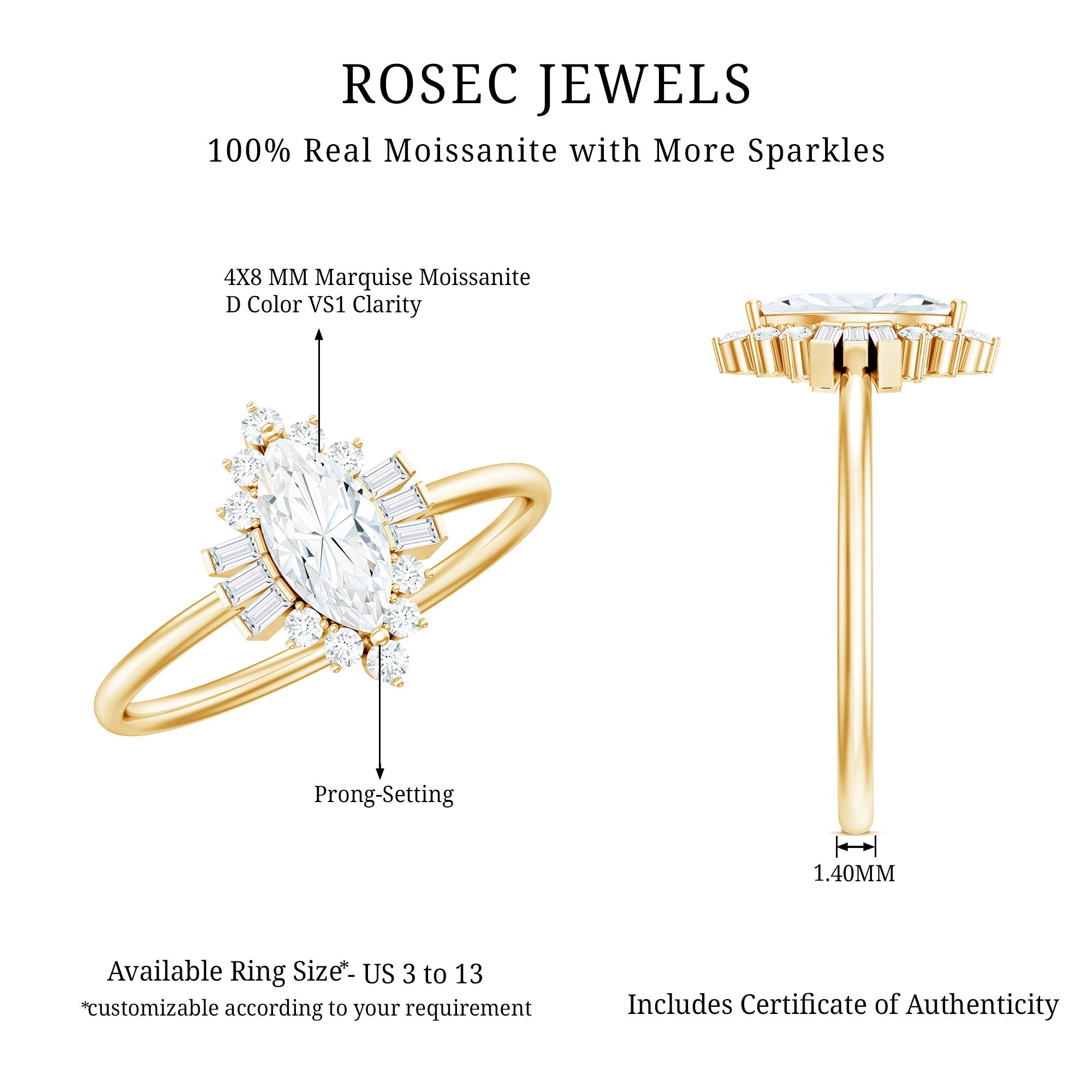 Marquise Cut Moissanite Antique Style Engagement Ring with Halo