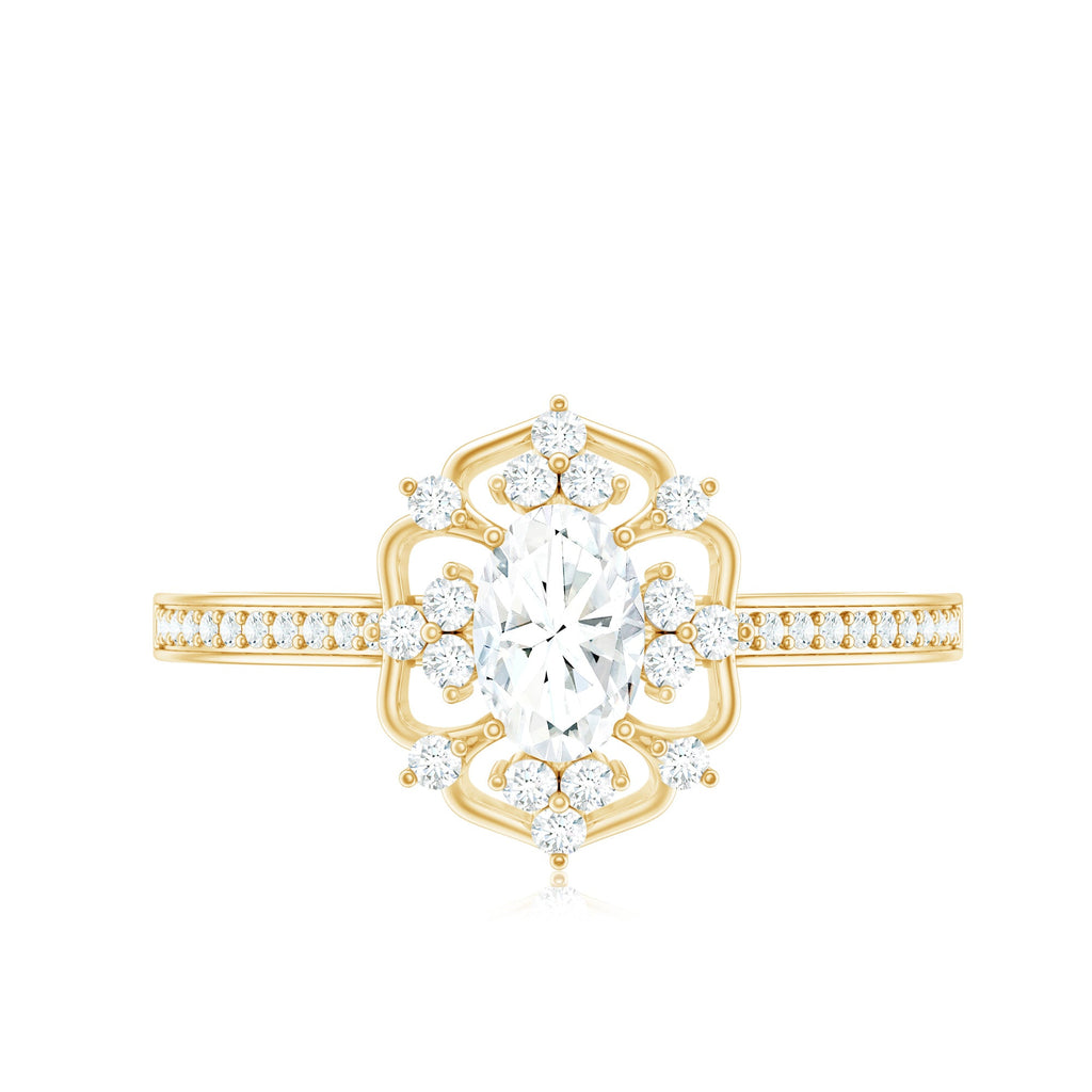 Vintage Inspired Moissanite Flower Engagement Ring