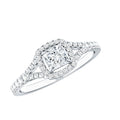 Princess Cut Moissanite Halo Engagement Ring with Split Shank