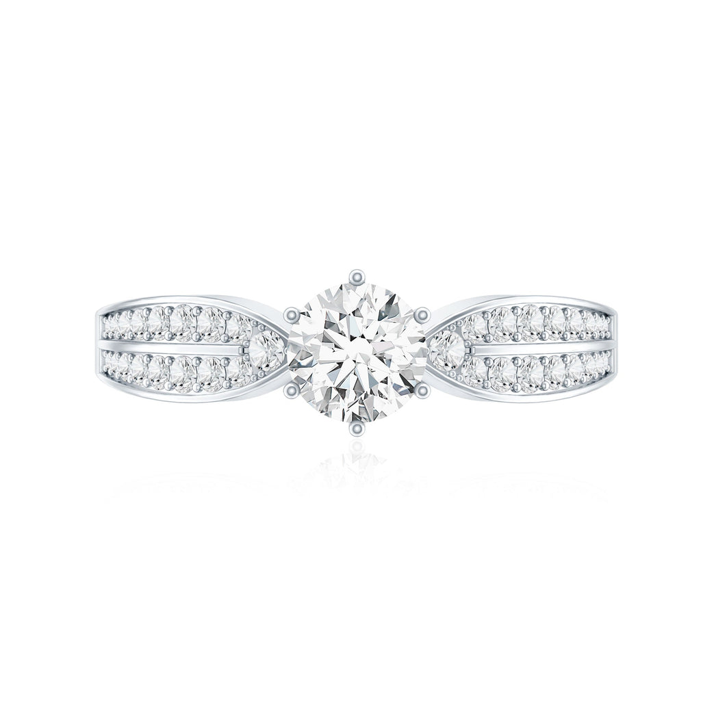 Elegant Round Moissanite Engagement Ring with Side Stones
