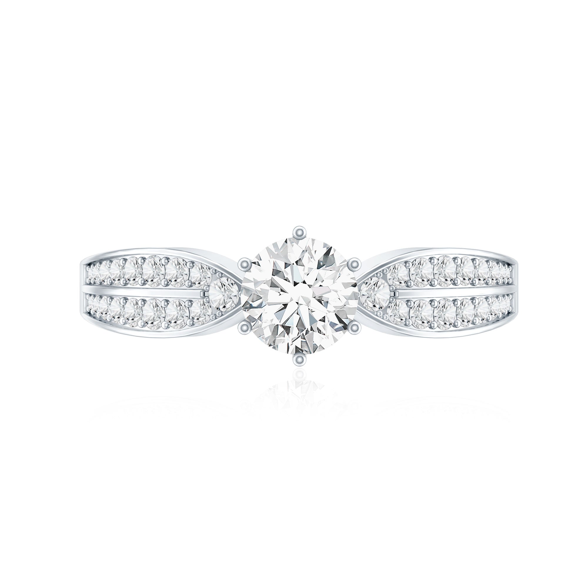 Elegant Round Moissanite Engagement Ring with Side Stones