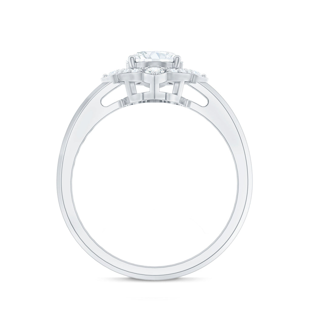 Vintage Style Oval Shaped Moissanite Halo Engagement Ring