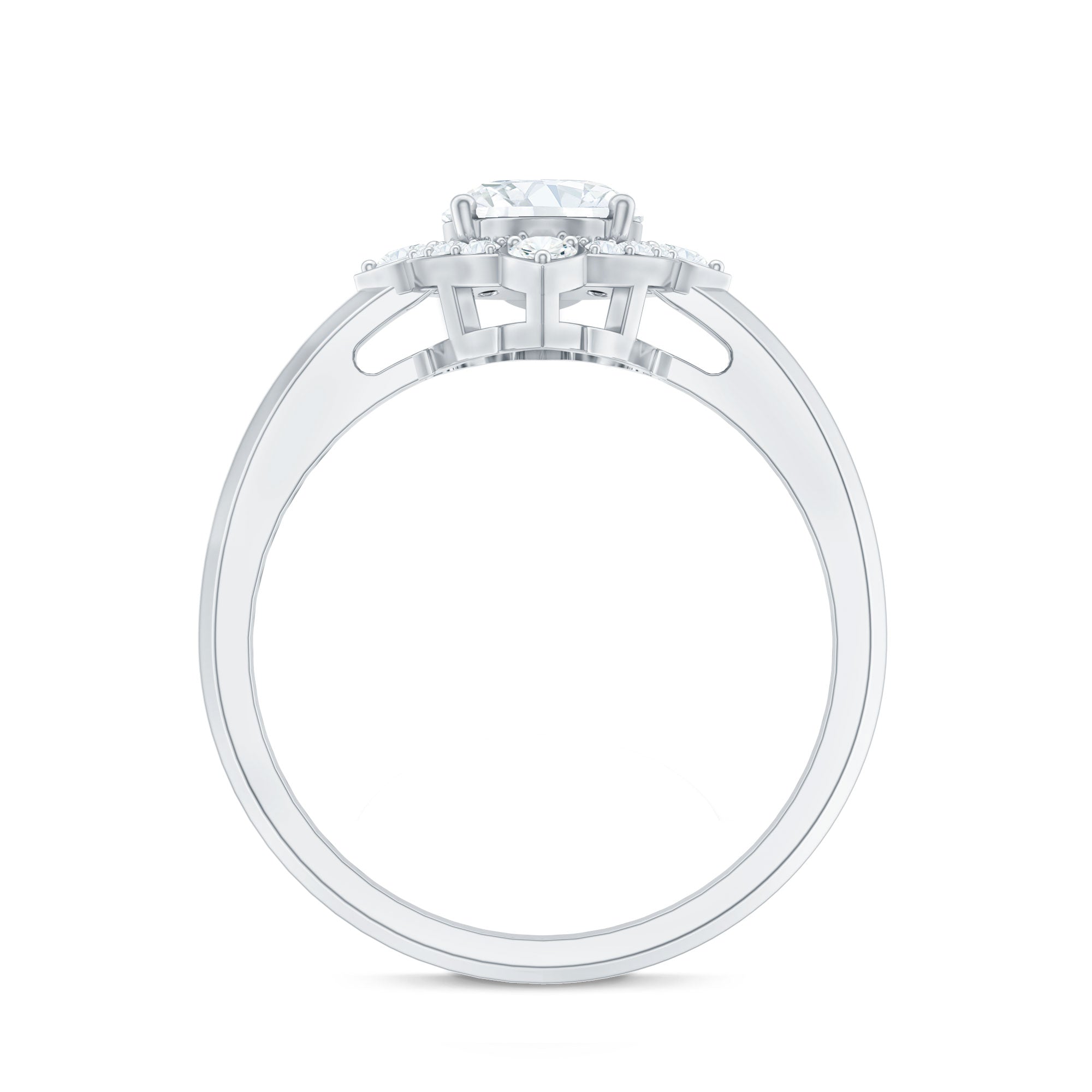 Vintage Style Oval Shaped Moissanite Halo Engagement Ring