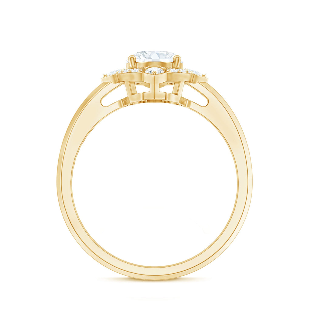 Vintage Style Oval Shaped Moissanite Halo Engagement Ring