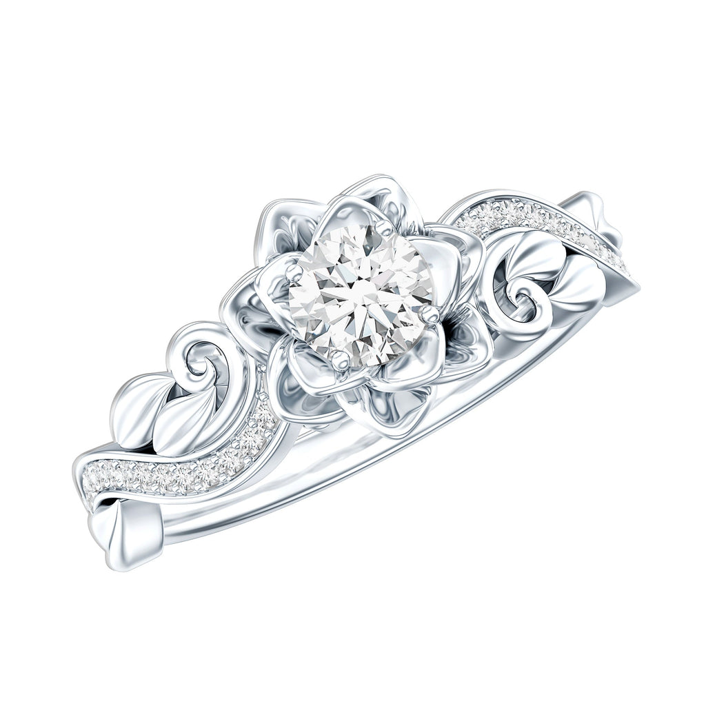 Certified Flower Inspired Moissanite Engagement Ring For Women