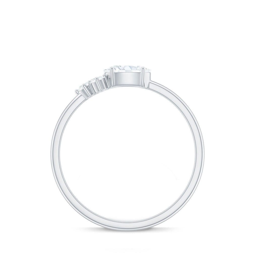 Oval and Round Moissanite Promise Ring for Her