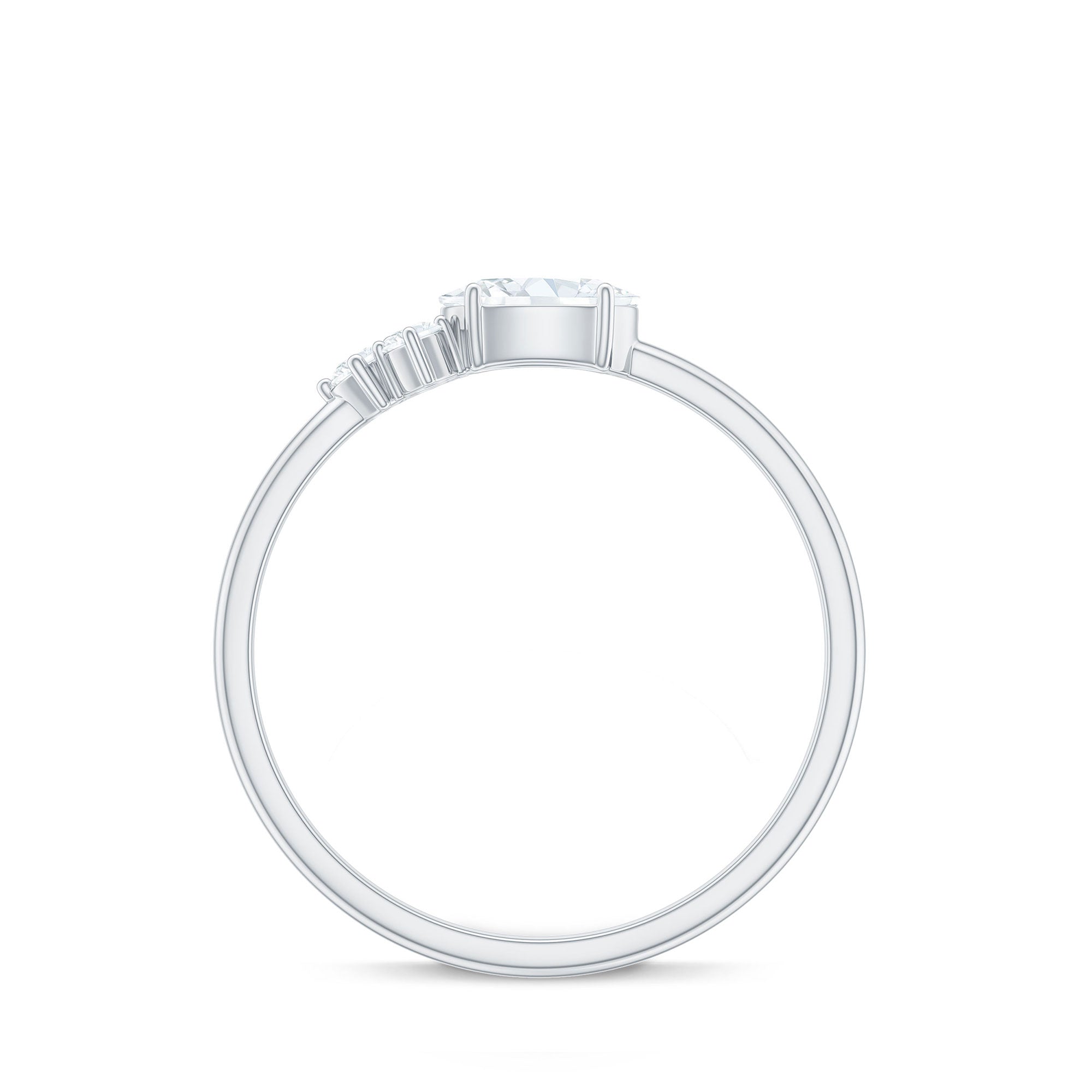 Oval and Round Moissanite Promise Ring for Her