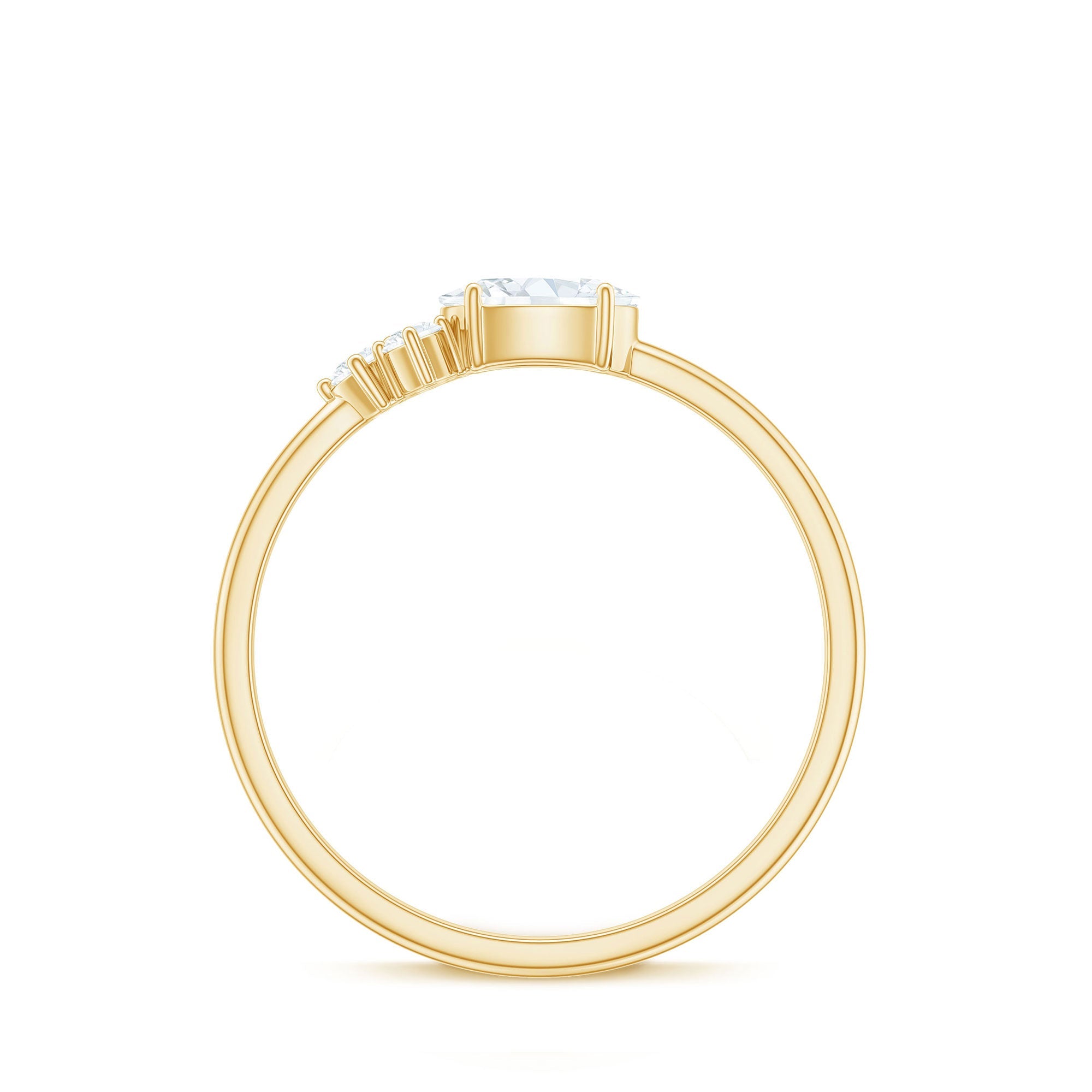 Oval and Round Moissanite Promise Ring for Her