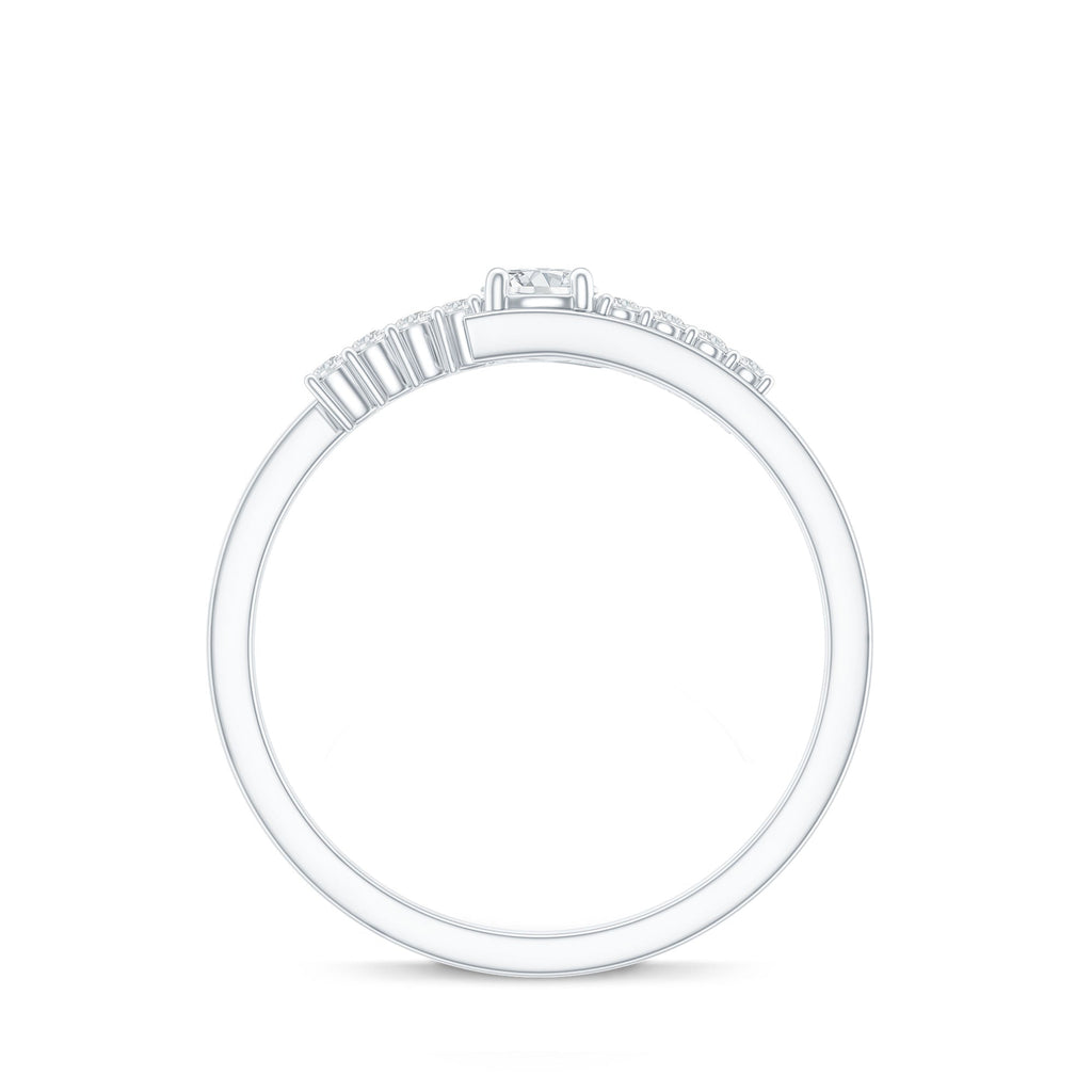 Round Cut Moissanite Promise Ring with Bypass Shank