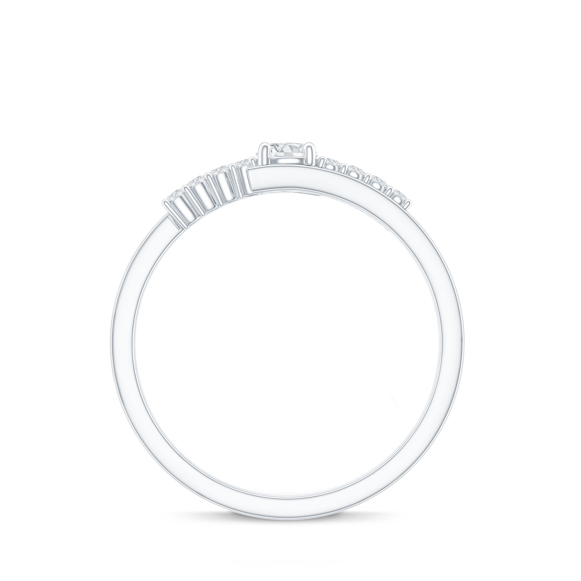 Round Cut Moissanite Promise Ring with Bypass Shank