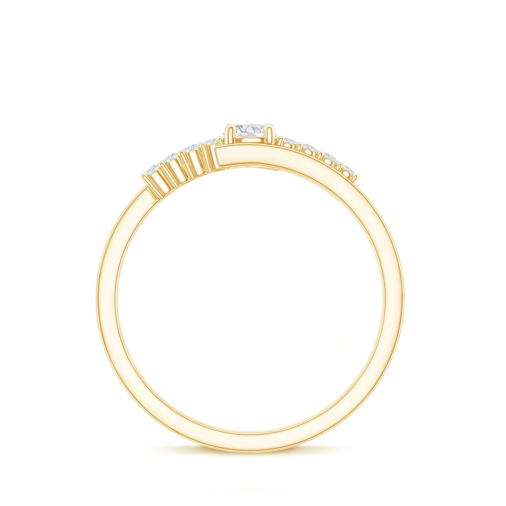 Round Cut Moissanite Promise Ring with Bypass Shank