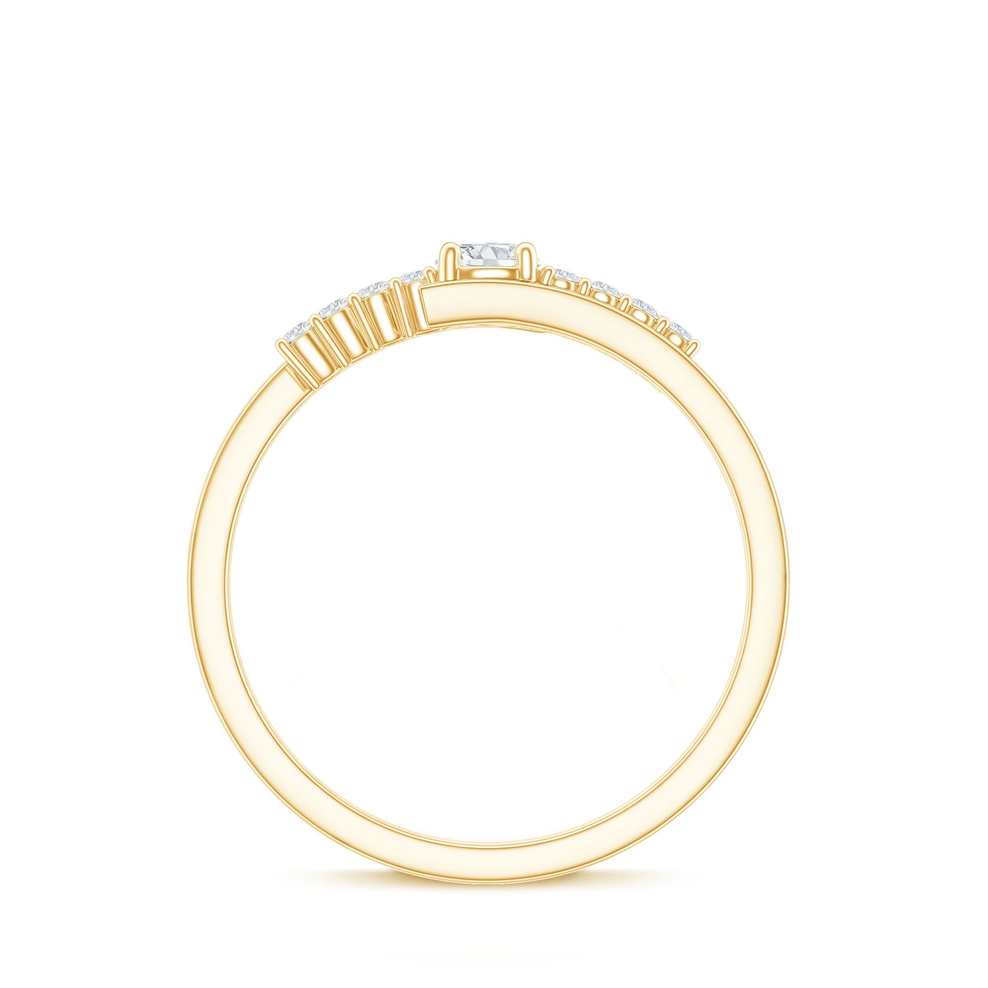 Round Cut Moissanite Promise Ring with Bypass Shank