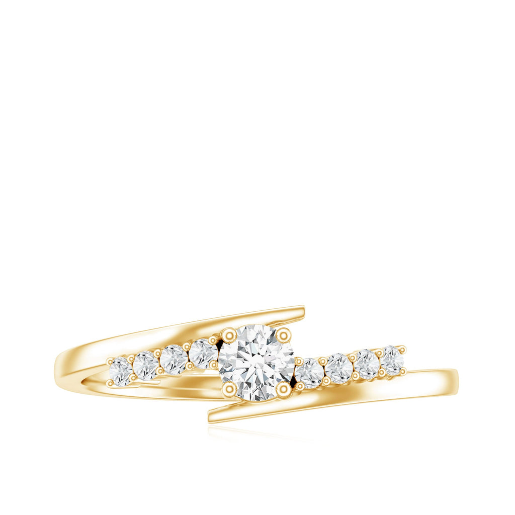 Round Cut Moissanite Promise Ring with Bypass Shank