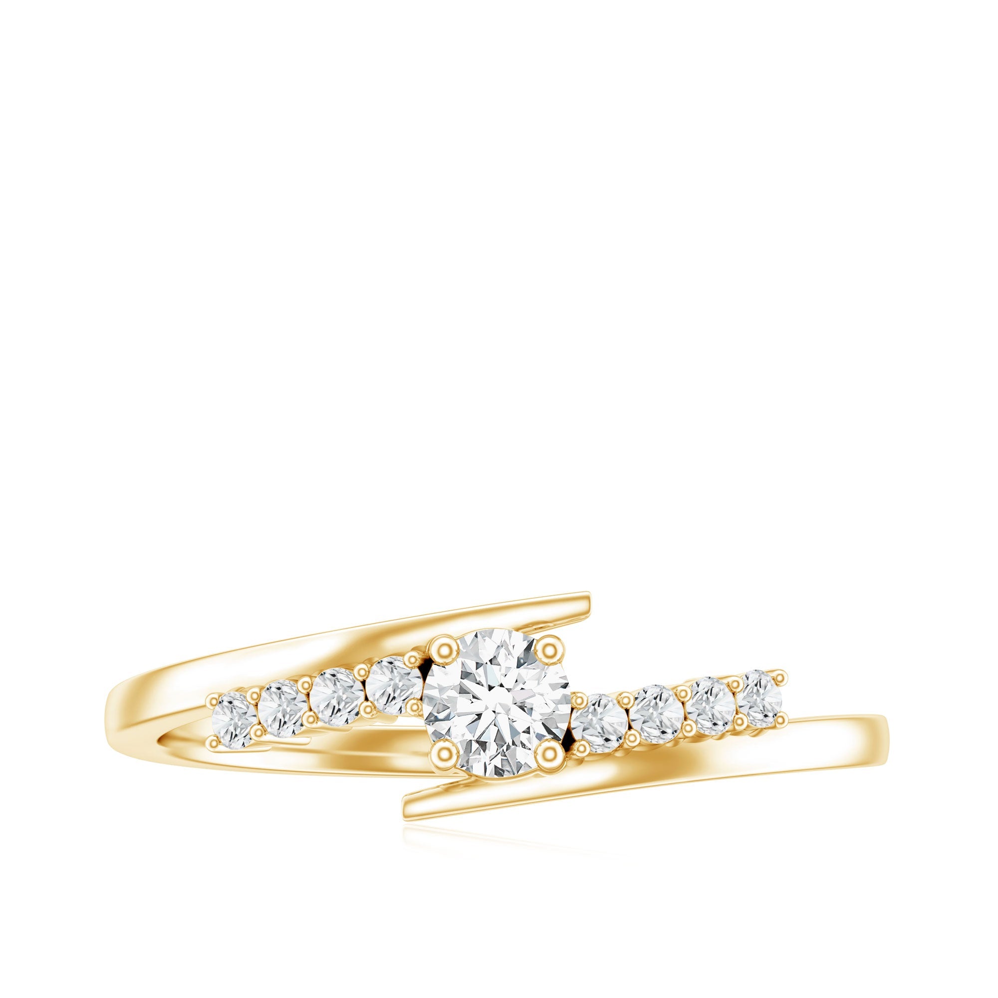 Round Cut Moissanite Promise Ring with Bypass Shank