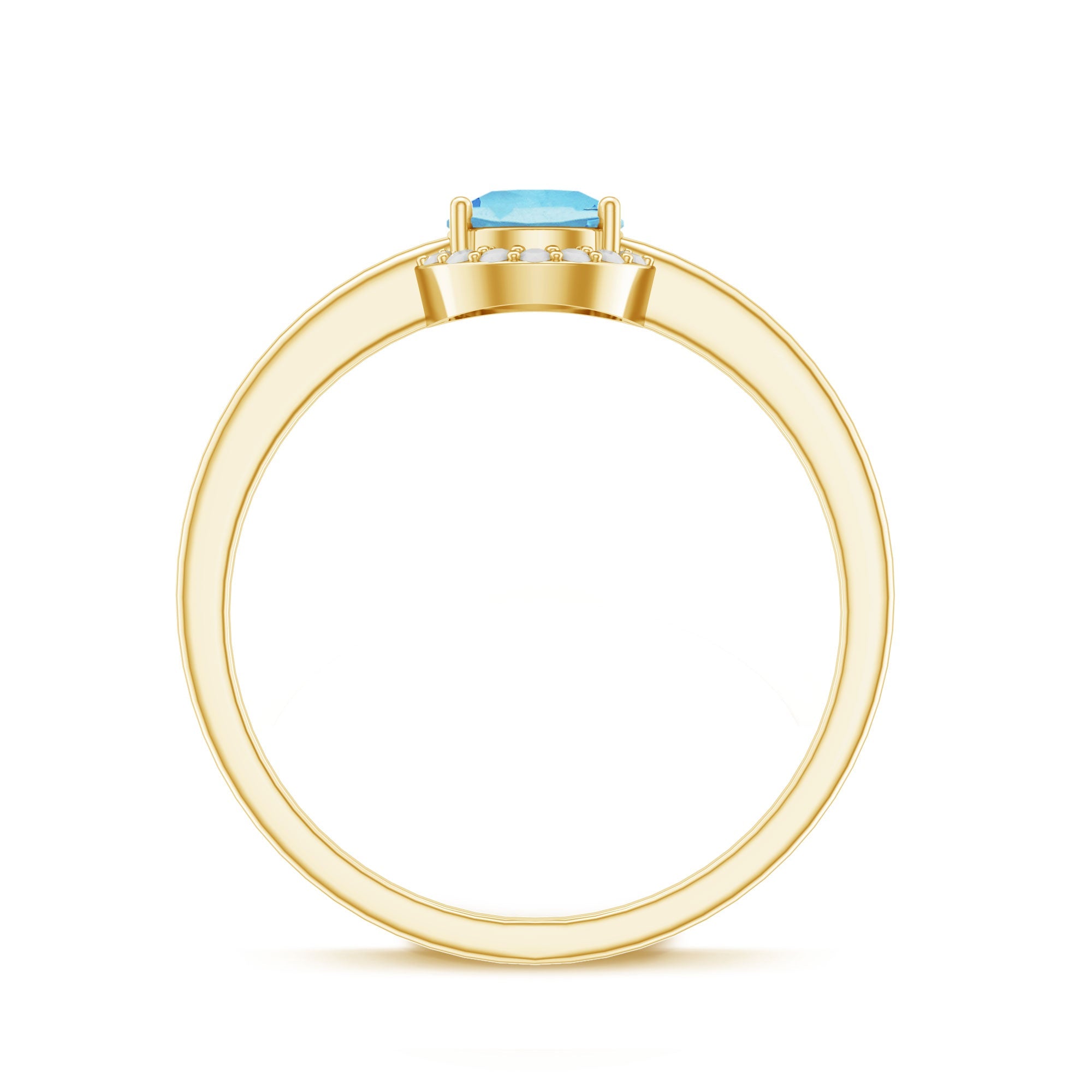 Certified Real Aquamarine Promise Ring with Diamond Halo
