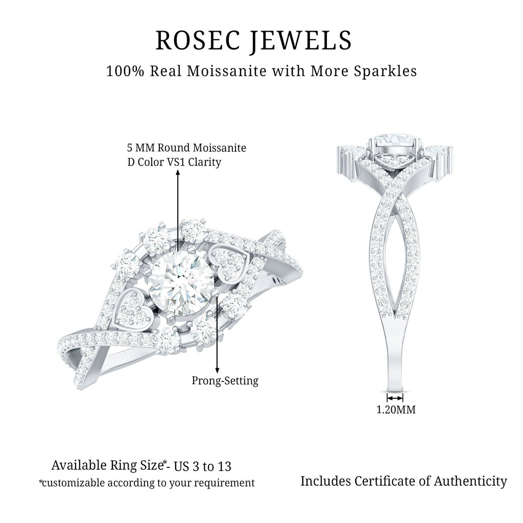 Designer Moissanite Beautiful Engagement Ring with Certificate