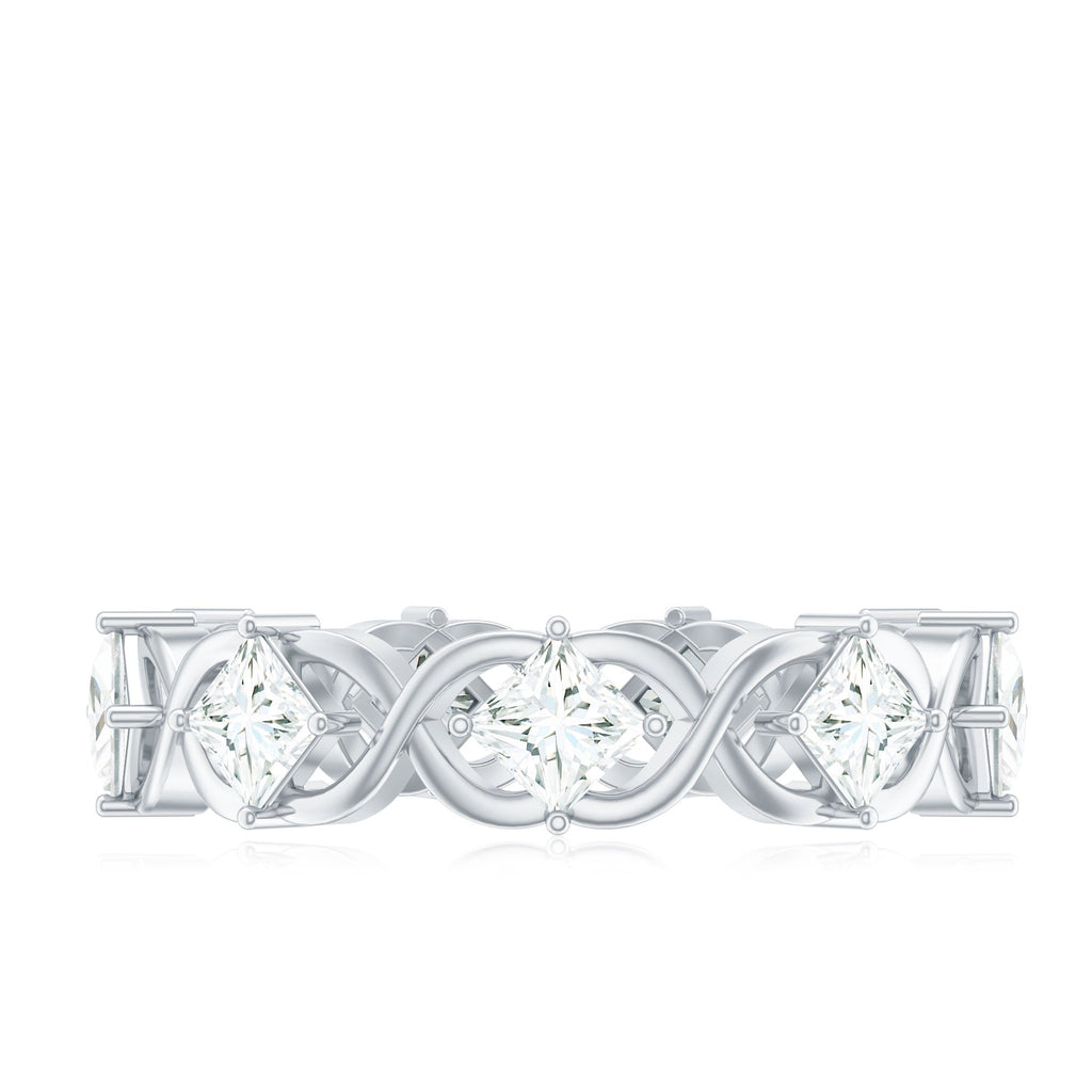 Certified Princess Cut Moissanite Wedding Band Ring