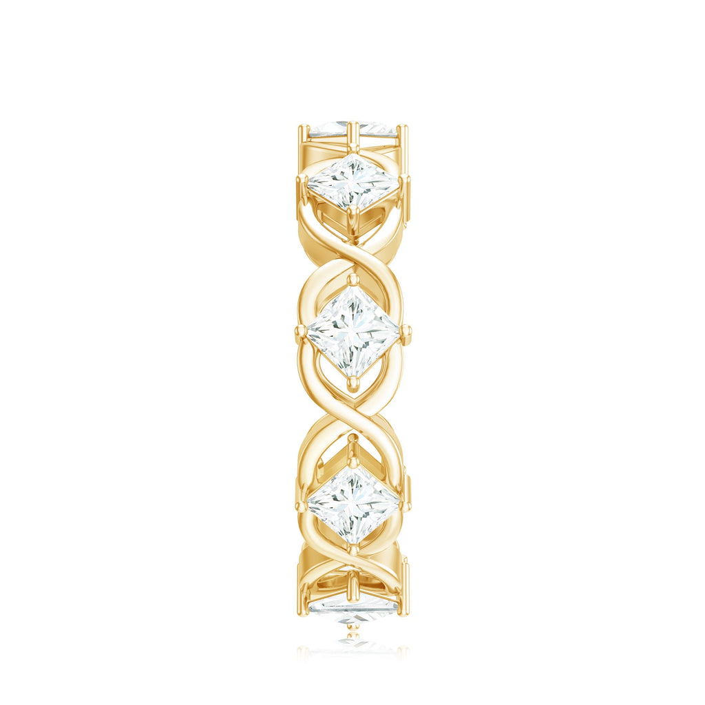 Certified Princess Cut Moissanite Wedding Band Ring