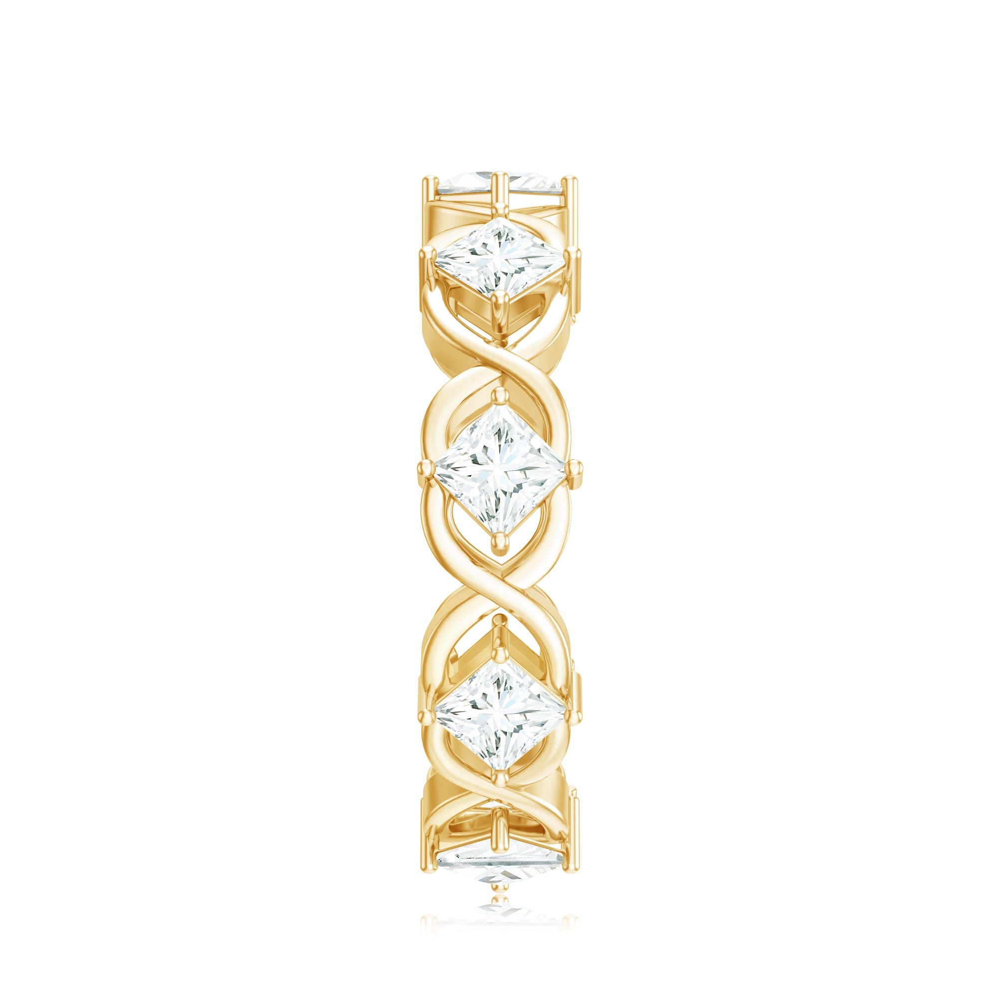 Certified Princess Cut Moissanite Wedding Band Ring