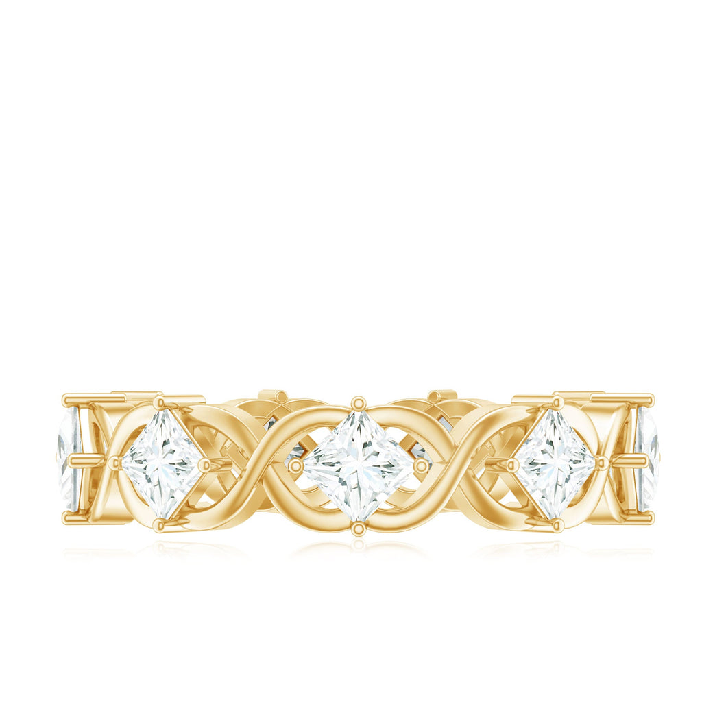 Certified Princess Cut Moissanite Wedding Band Ring