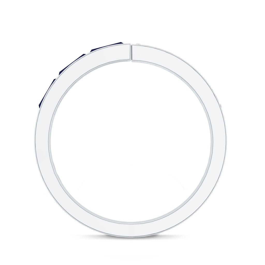 Natural Blue Sapphire Diamond Anniversary Band Ring