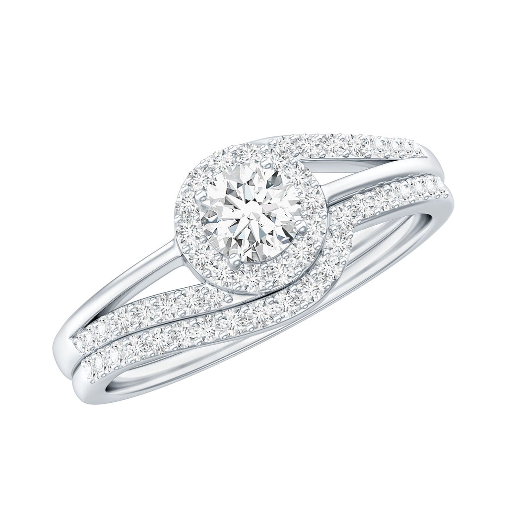 Round Moissanite Bypass Wedding Ring Set