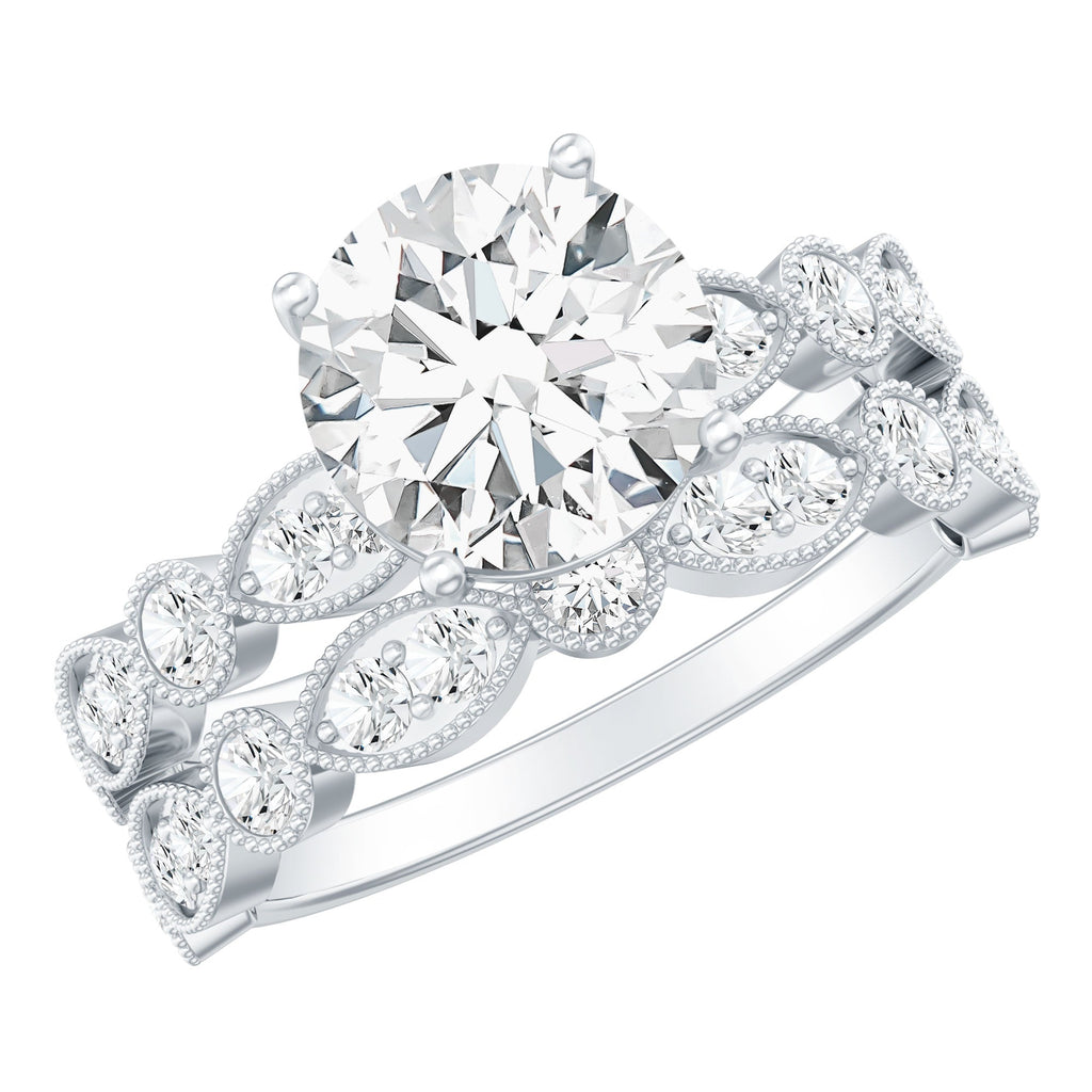 2 Carat Brilliant Cut Moissanite Bridal Ring Set