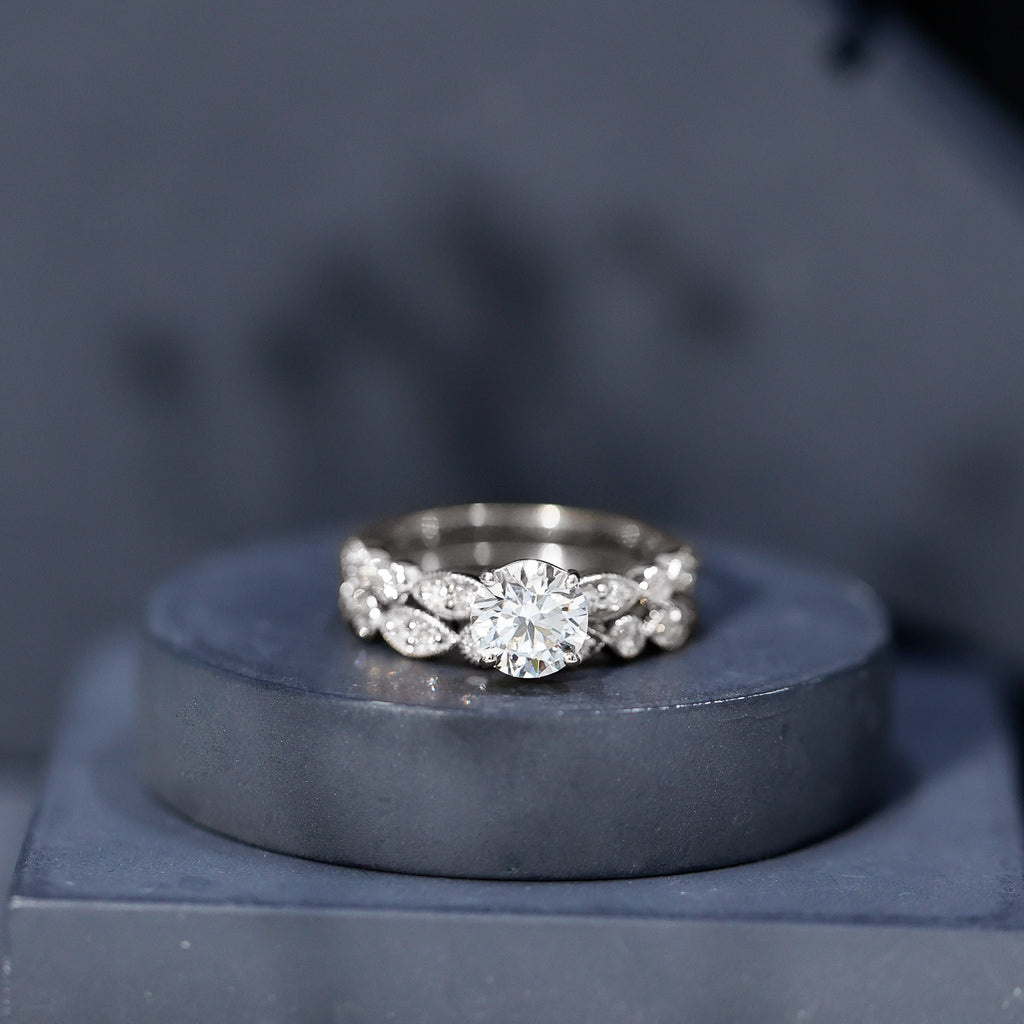 2 Carat Brilliant Cut Moissanite Bridal Ring Set