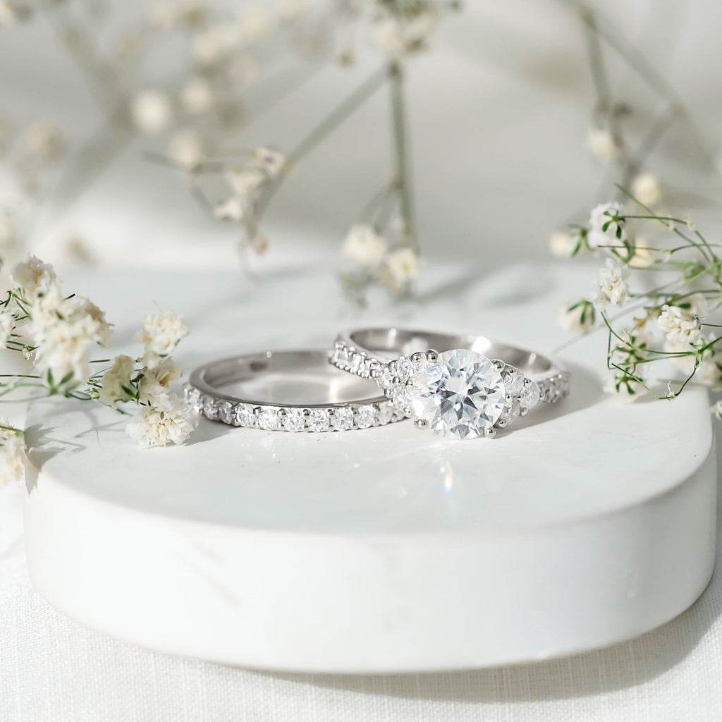 Certified 2 Carat Moissanite Engagement Ring with Enhancer