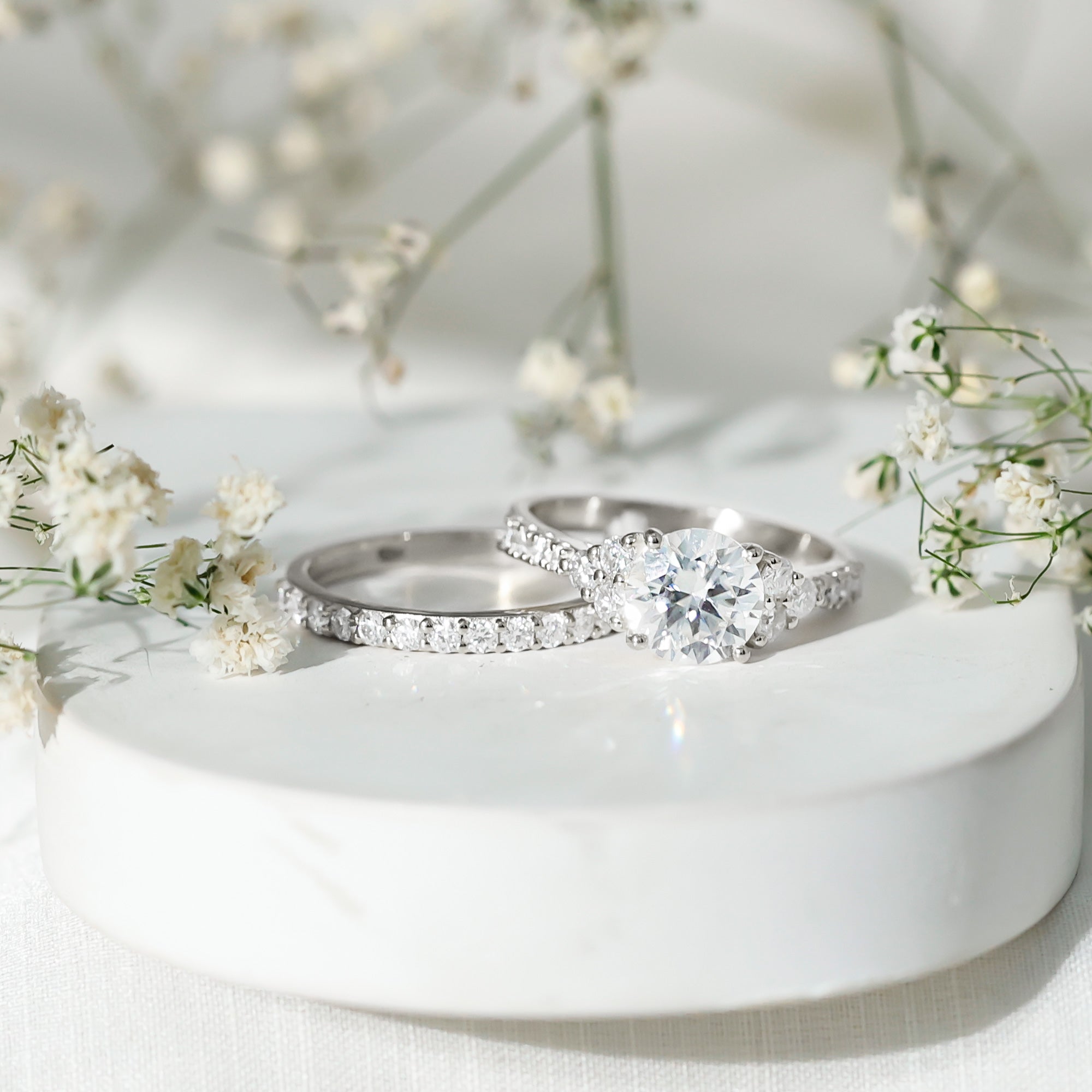 Certified 2 Carat Moissanite Engagement Ring with Enhancer