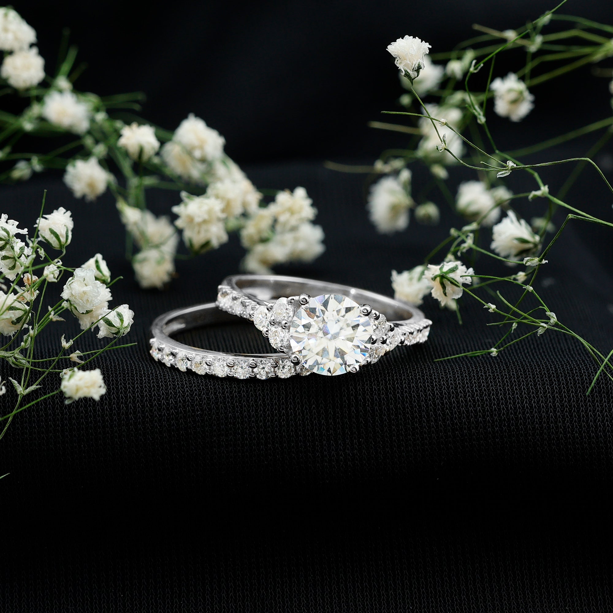 Certified 2 Carat Moissanite Engagement Ring with Enhancer