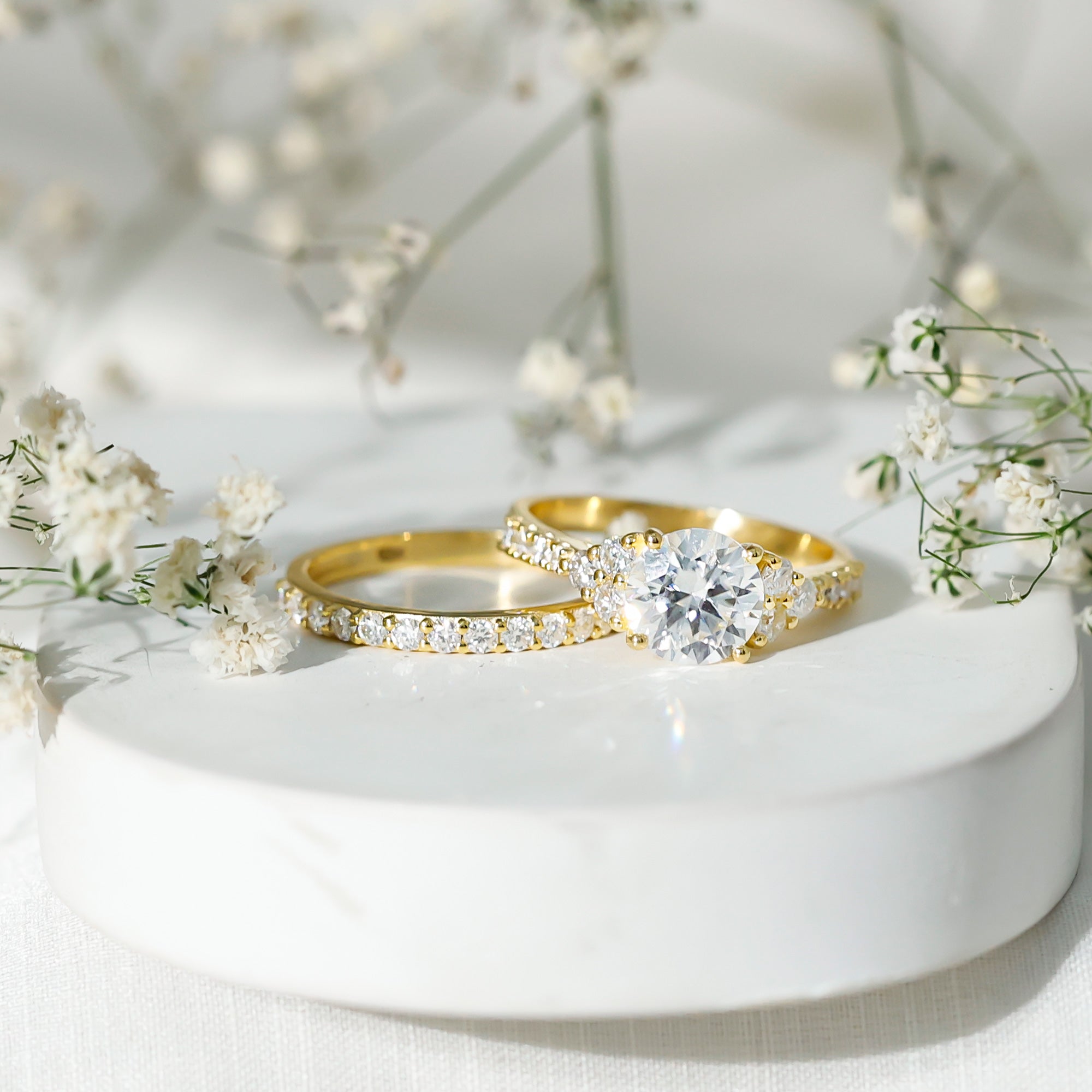 Certified 2 Carat Moissanite Engagement Ring with Enhancer