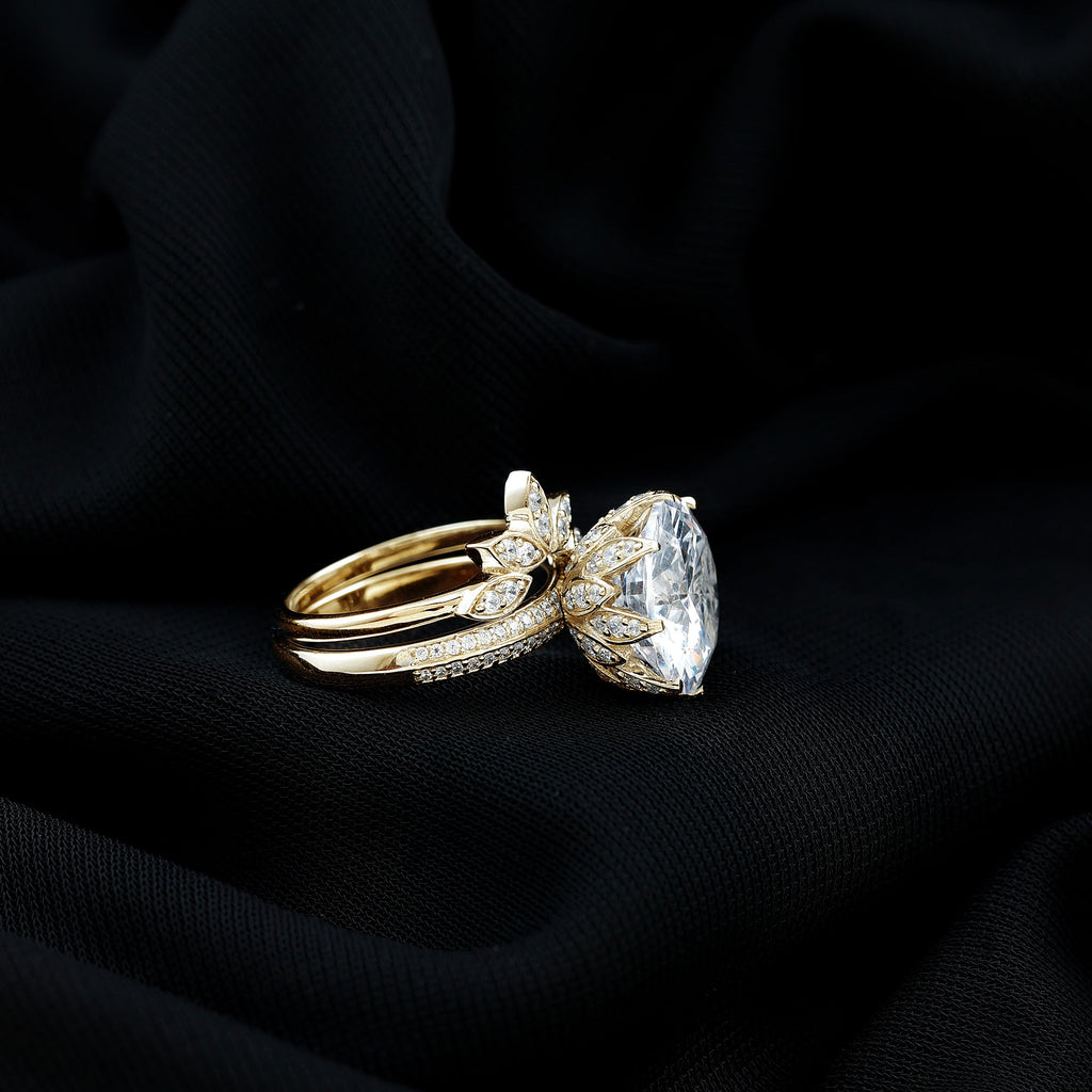 4.4 Carat Round Moissanite Flower Engagement Ring With Enhancer