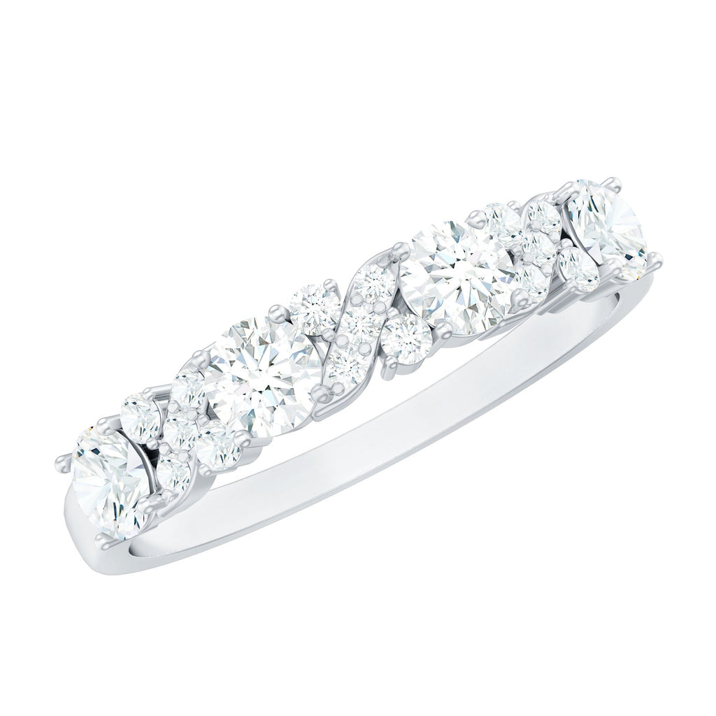 Certified Moissanite Half Eternity Stackable Band Ring