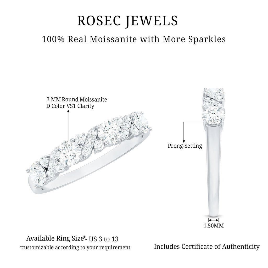 Certified Moissanite Half Eternity Stackable Band Ring