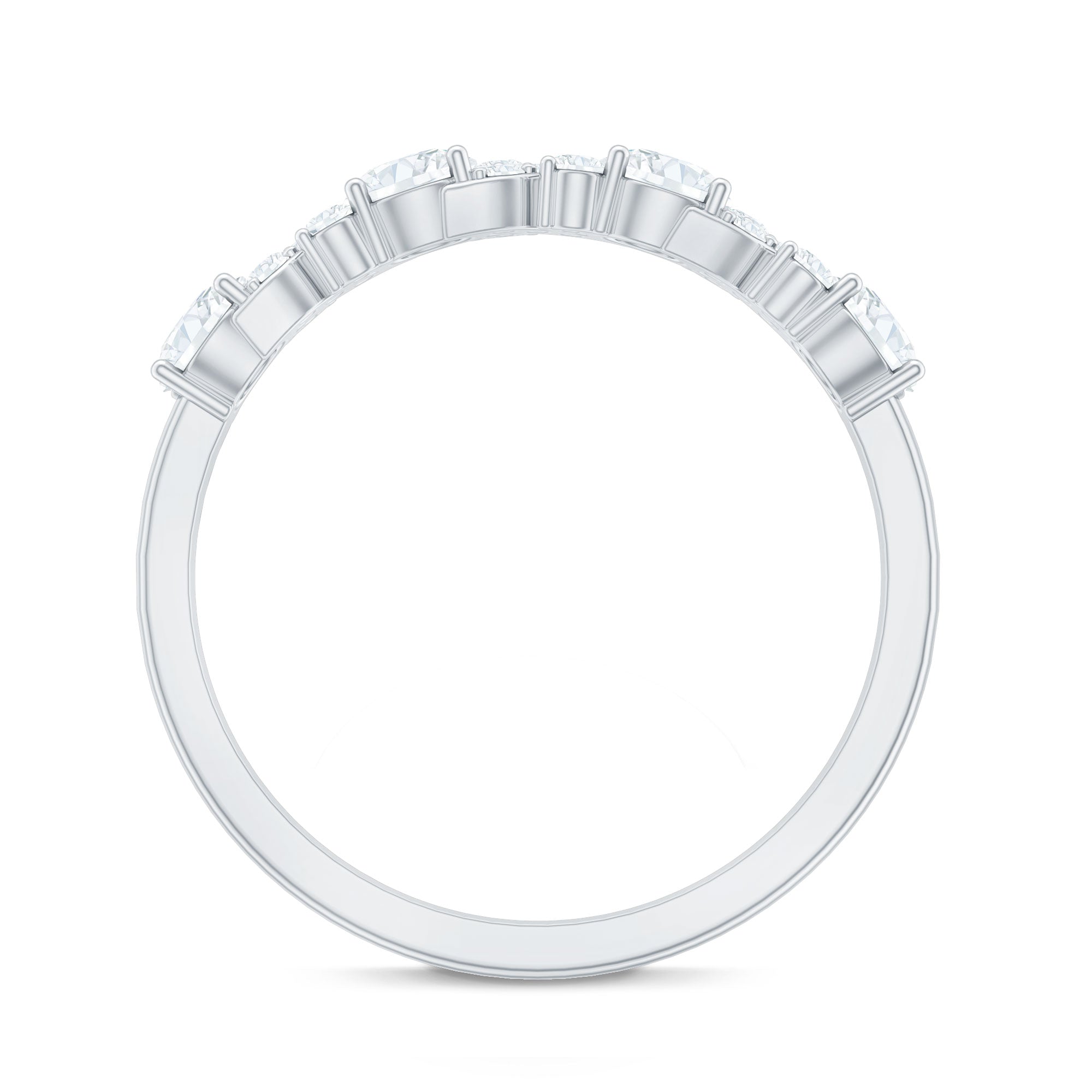 Certified Moissanite Half Eternity Stackable Band Ring