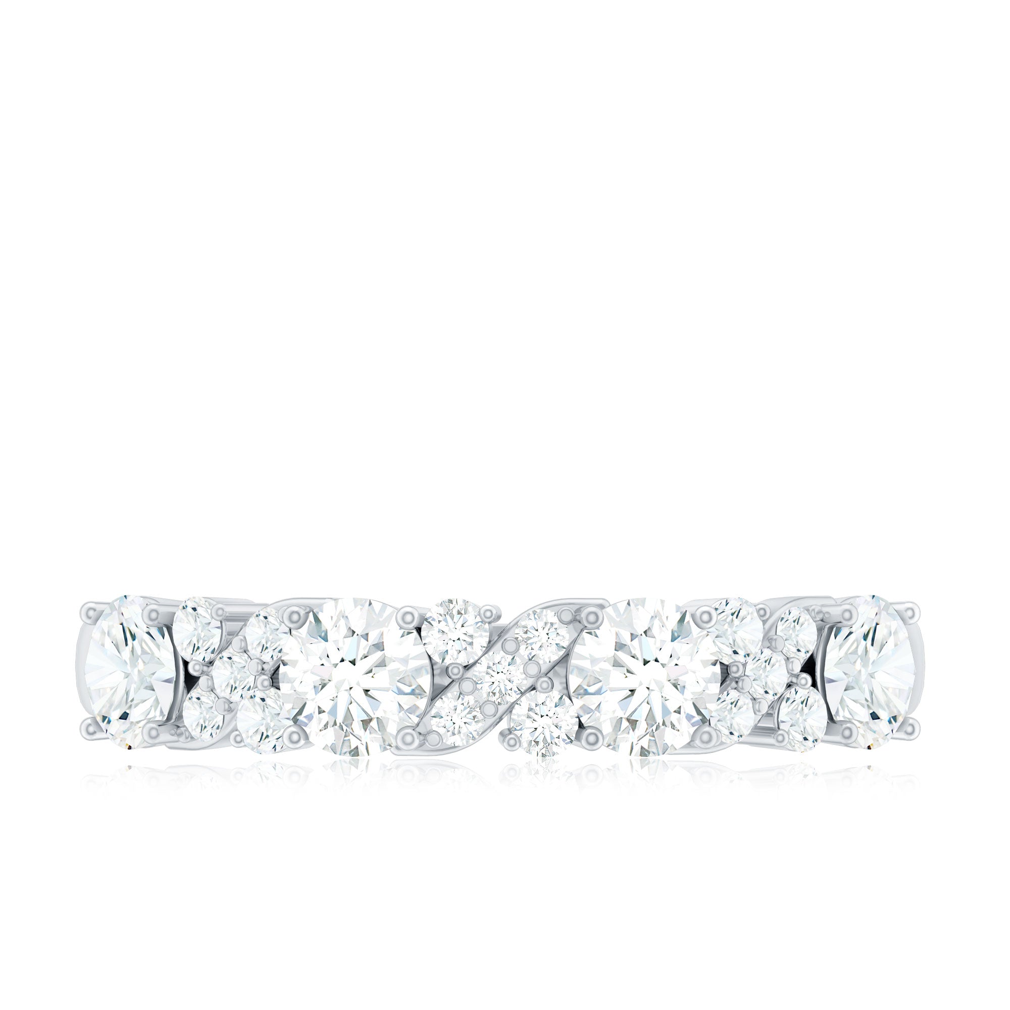 Certified Moissanite Half Eternity Stackable Band Ring