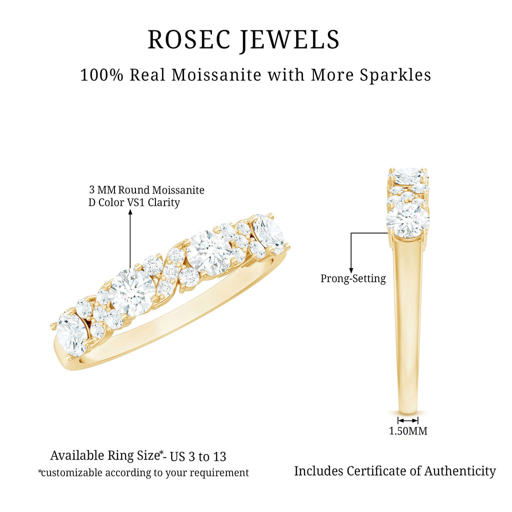 Certified Moissanite Half Eternity Stackable Band Ring