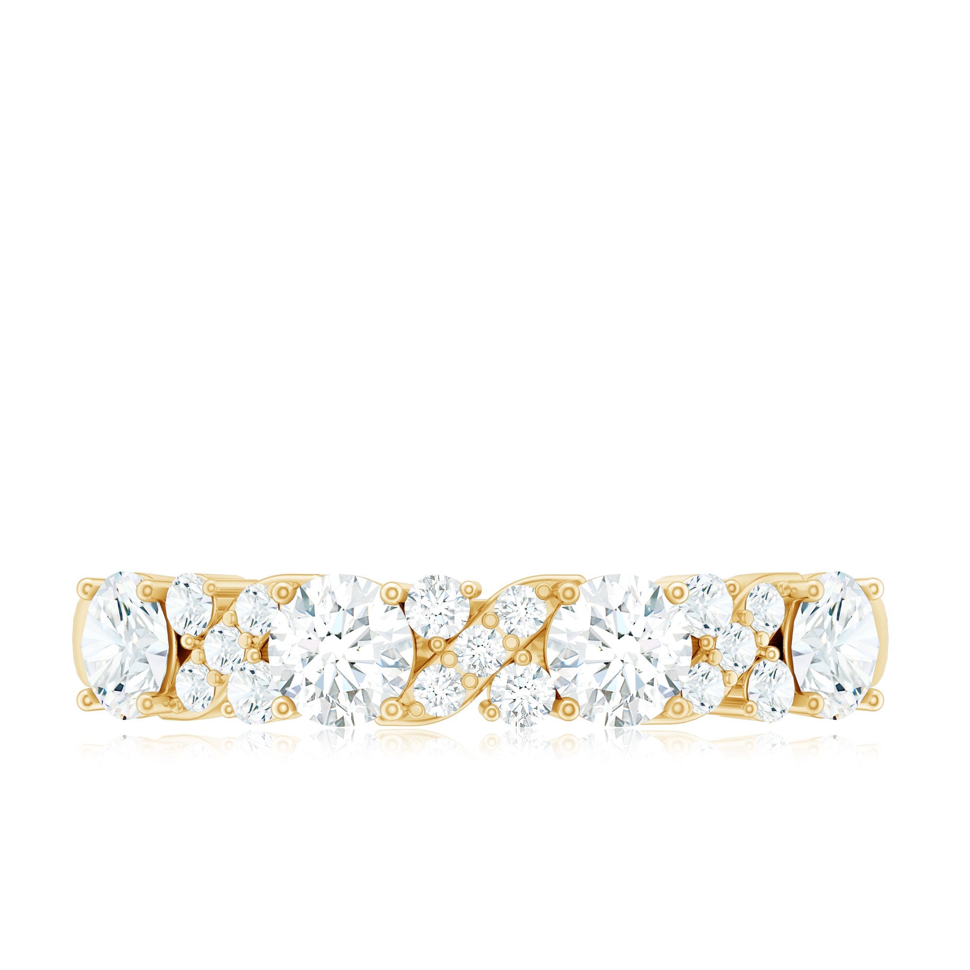 Certified Moissanite Half Eternity Stackable Band Ring