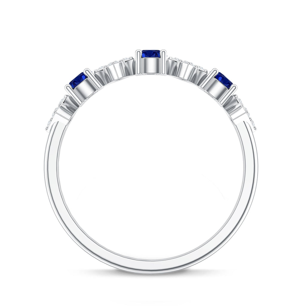 Certified Lab Grown Blue Sapphire Diamond Half Eternity Ring for Women
