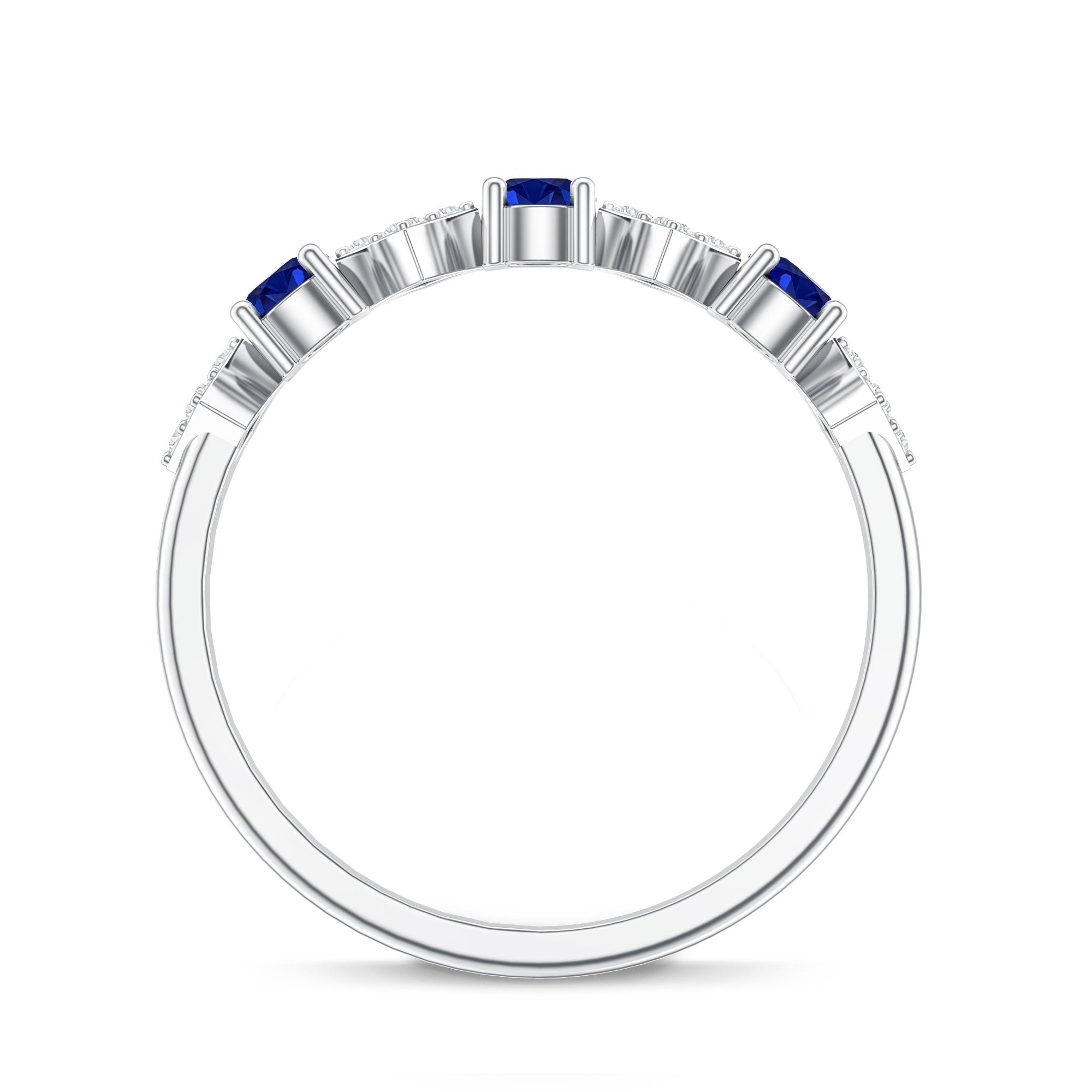 Certified Lab Grown Blue Sapphire Diamond Half Eternity Ring for Women