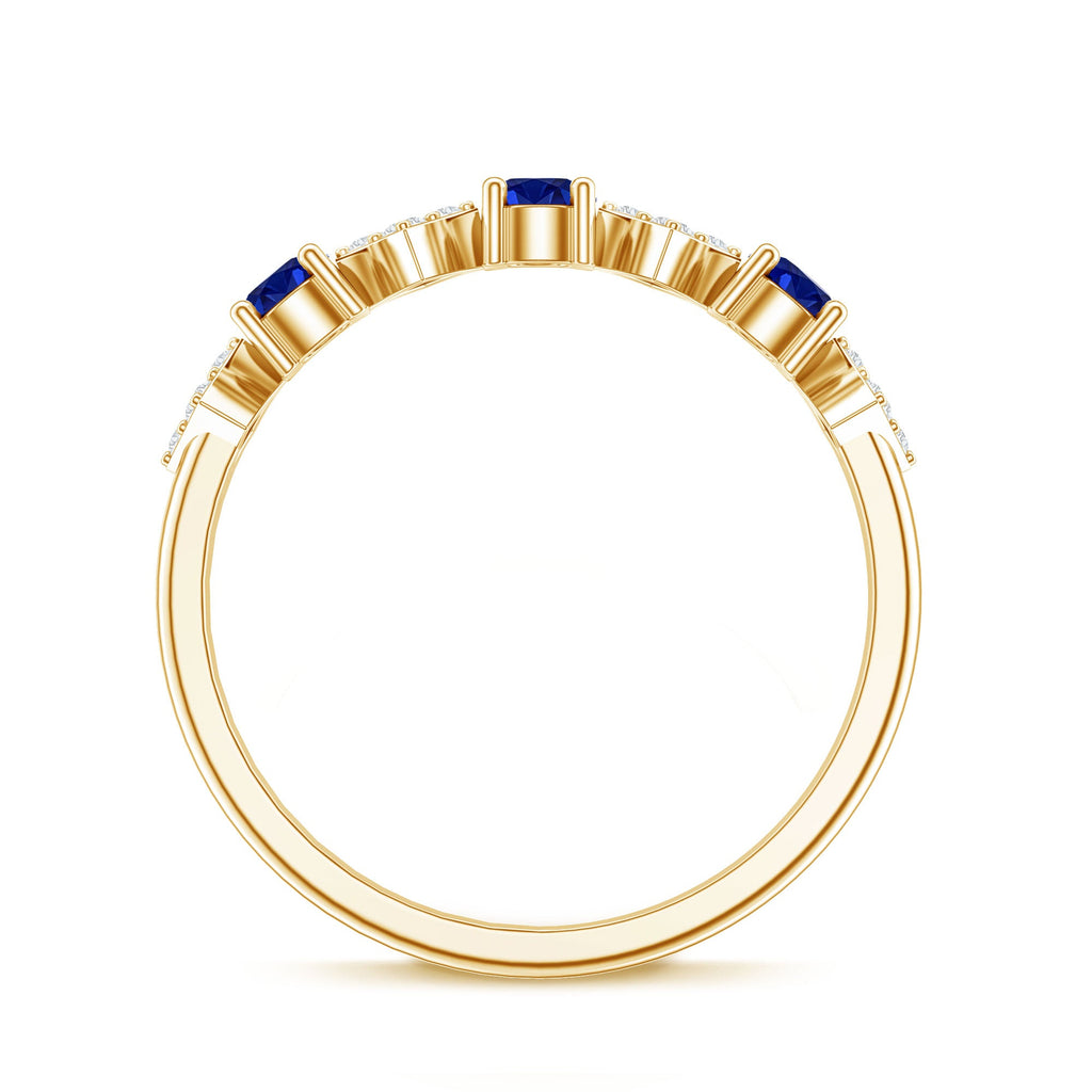 Certified Lab Grown Blue Sapphire Diamond Half Eternity Ring for Women