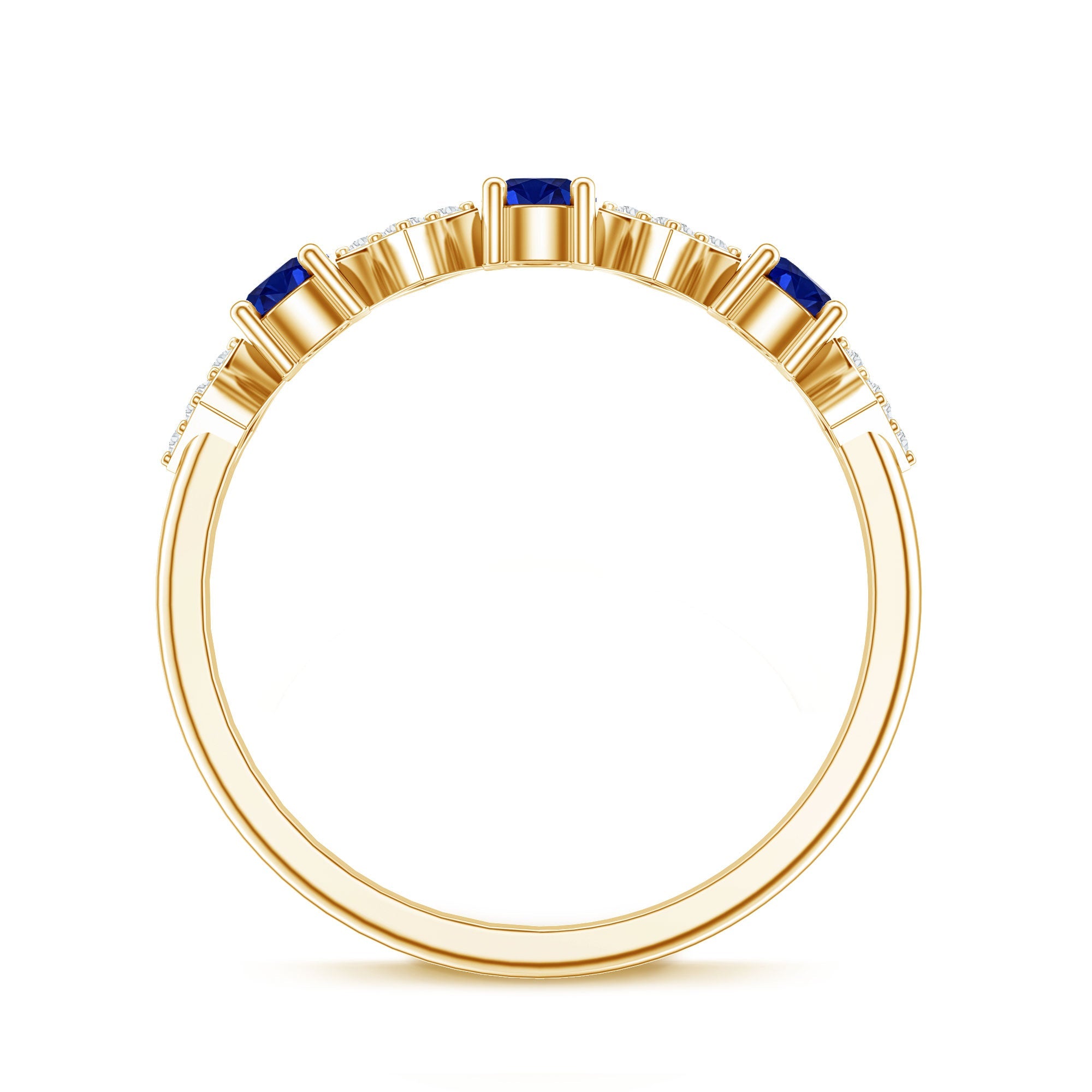 Certified Lab Grown Blue Sapphire Diamond Half Eternity Ring for Women