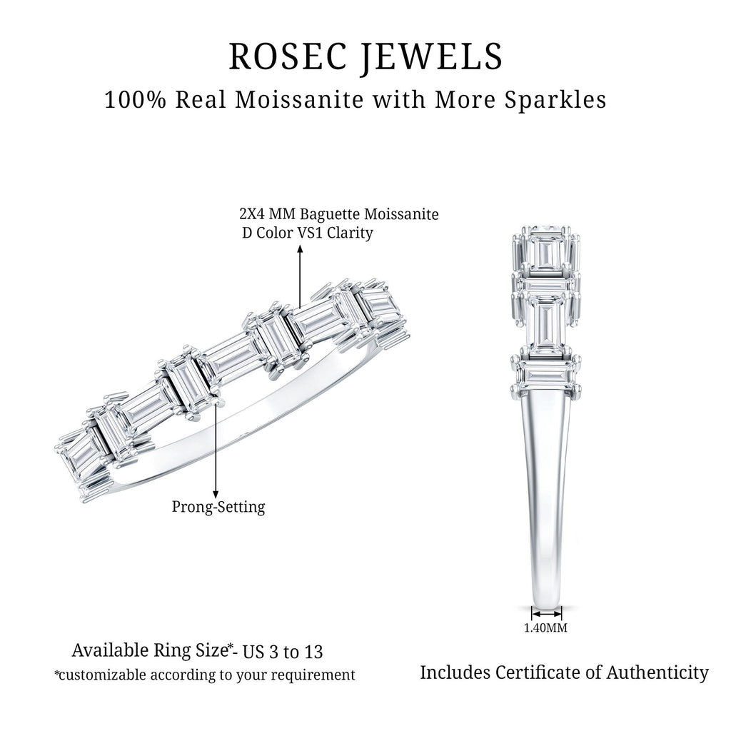 Baguette Cut Moissanite Designer Half Eternity Ring