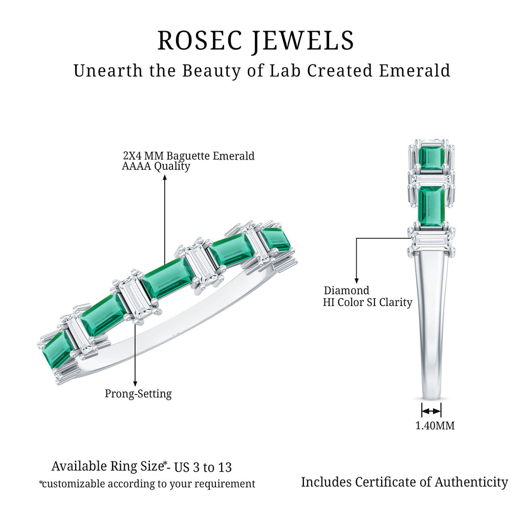 Certified Baguette Lab Grown Emerald Diamond Half Eternity Ring